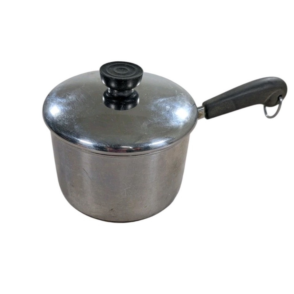 Revere Ware Vintage 2 Quart Copper Bottom Stainless Saucepan With Lid